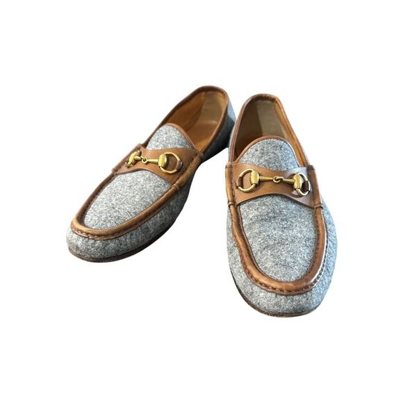 MENS GUCCI HORSEBIT MERINO WOOL /LEATHER LOAFERS SZ 8.5 main image 5